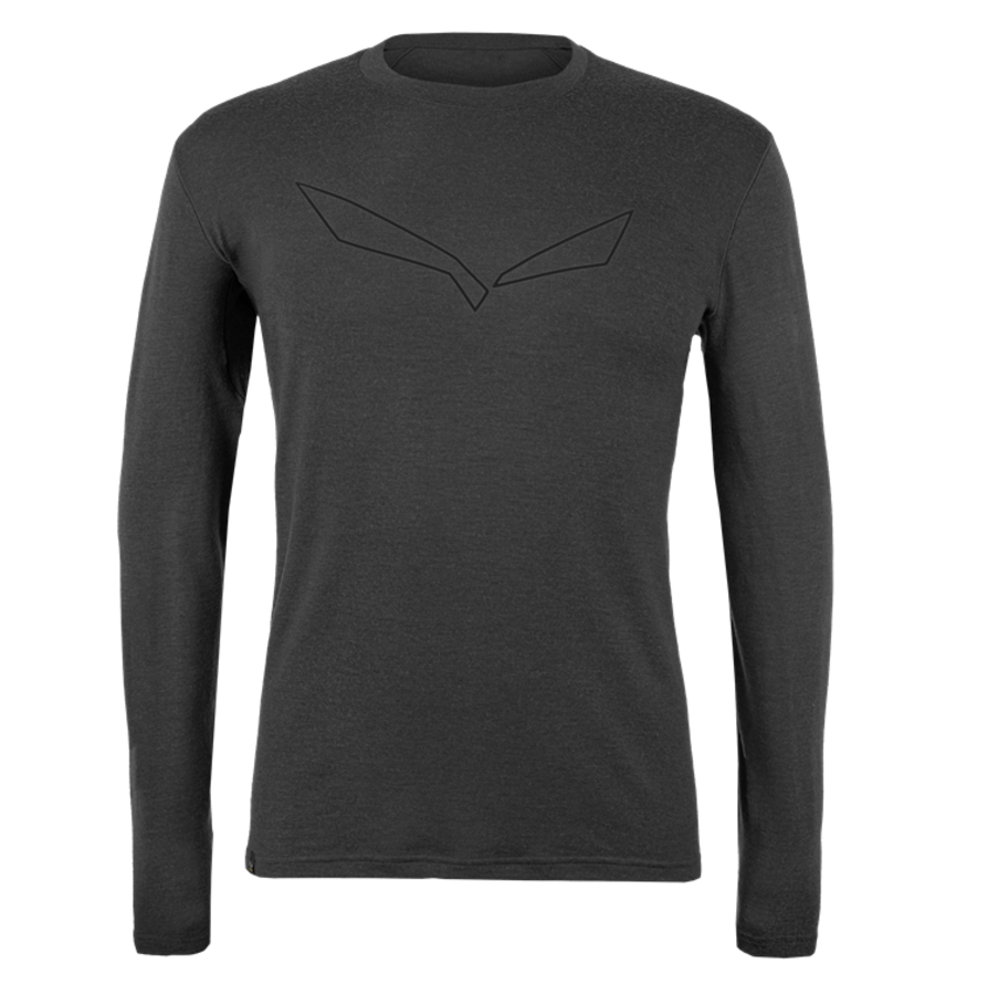 Pánské tričko Salewa Pure logo merino responsive long Sleeve Tee black out 28262-0910